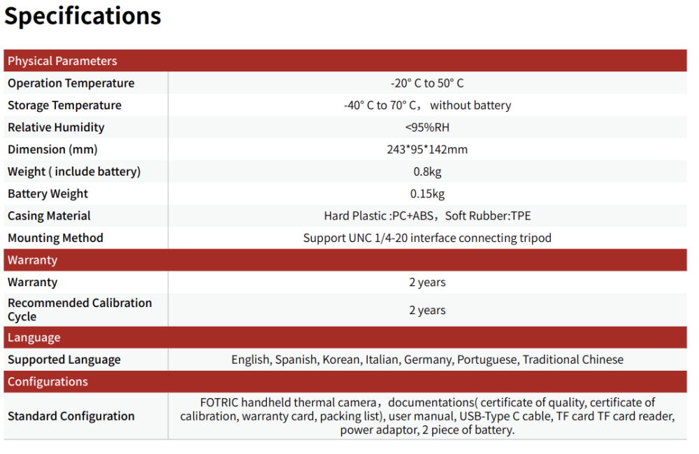 Fotric tk7 tk8